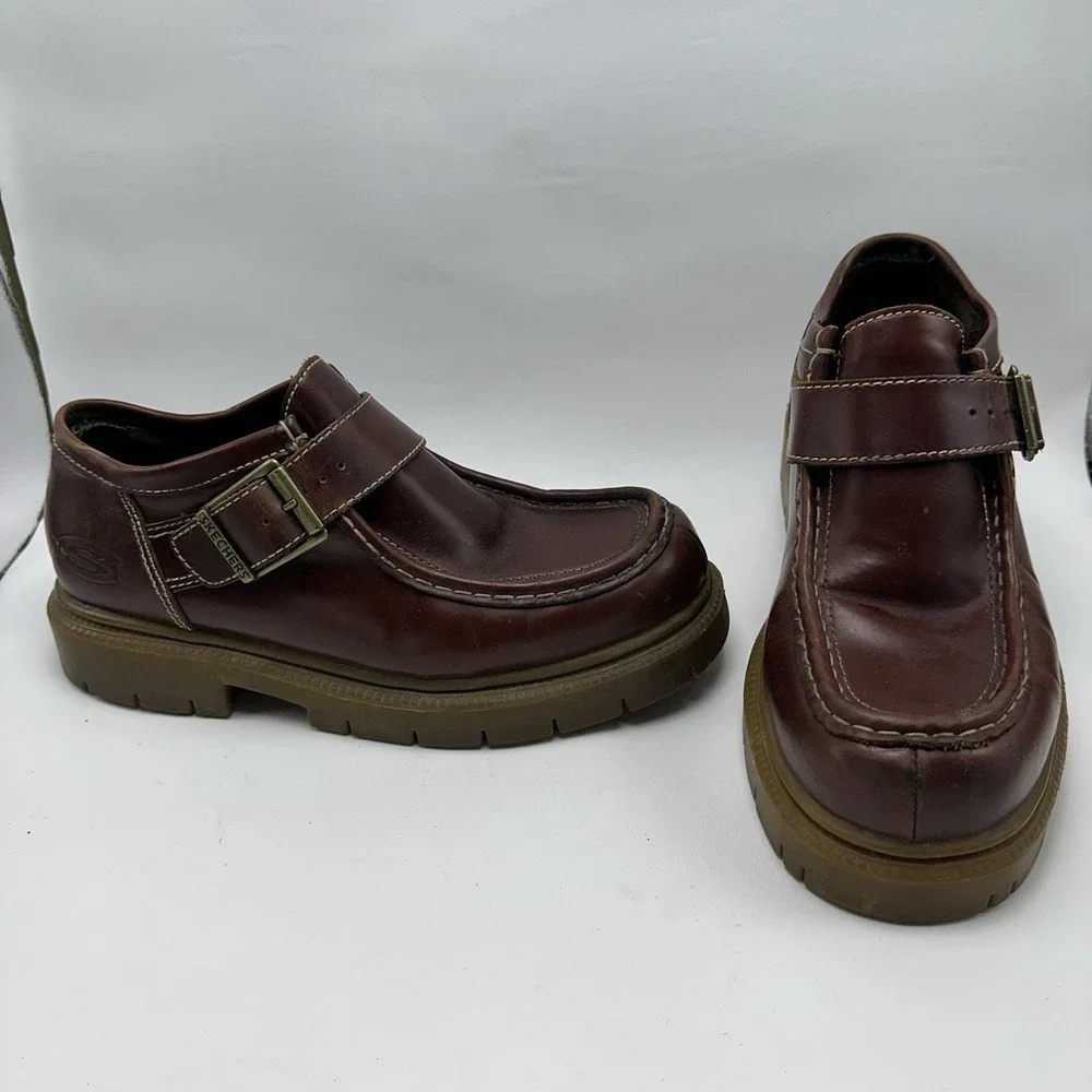 Skechers Buckle Platform Chukka Chunky Lug Shoes Mens Sz 9.5 Y2K 90s Brown